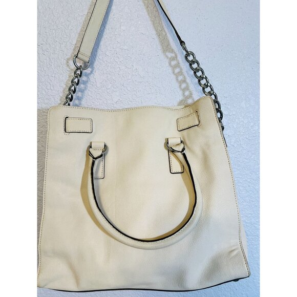 Large Michael Kors Vanilla Saffiano Leather Travel Purse Tote Shoulder Hand Bag - Picture 3 of 15